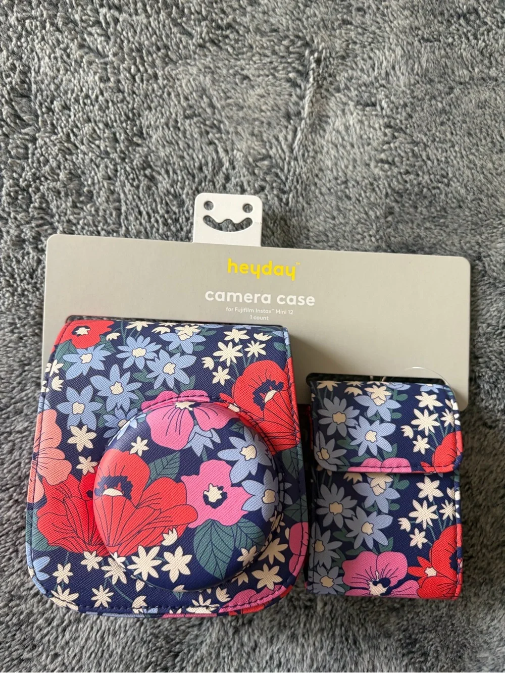 heyday Navy Floral Instant Camera Case with Pink & Red Flowers